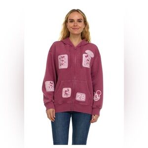 Disney Red Graphic Hoodie with Mickey and Minnie Mouse Design